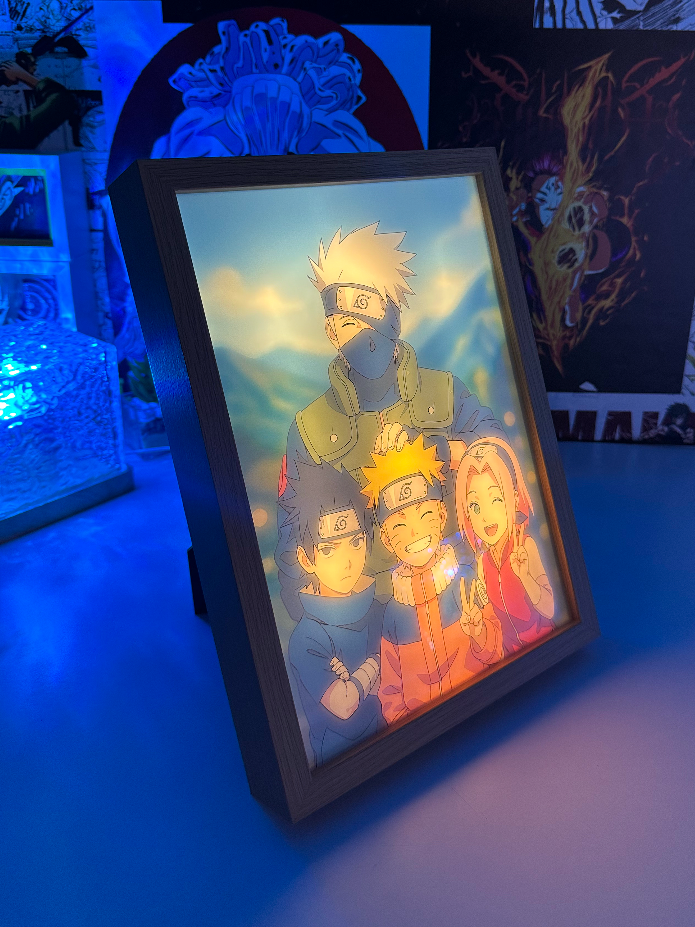 Team 7 Naruto Quadro LED – Light Painting Premium Anime Nostalgia