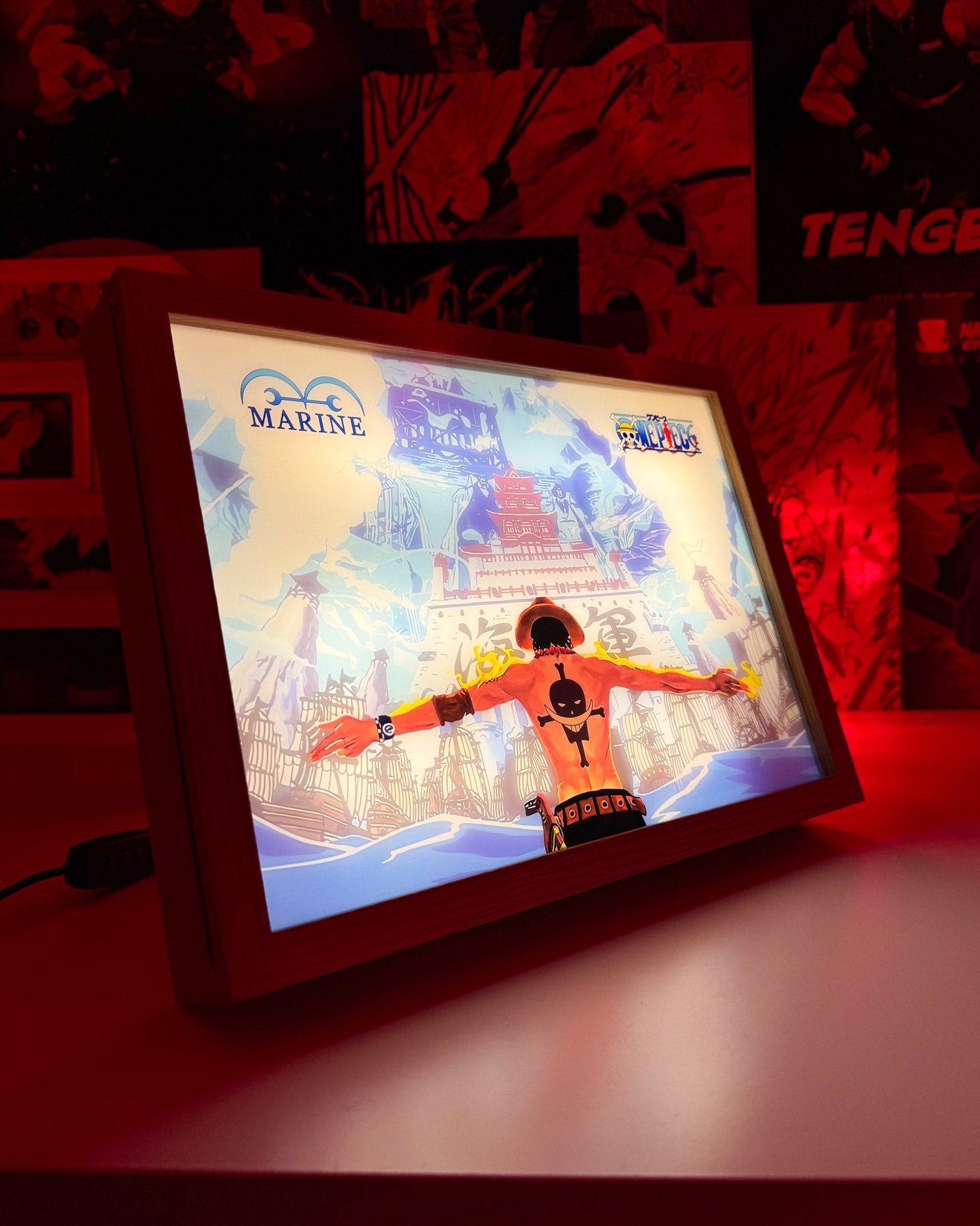 Ace Marineford Light Painting Lamp Artwork - One Piece - Otaku Craft