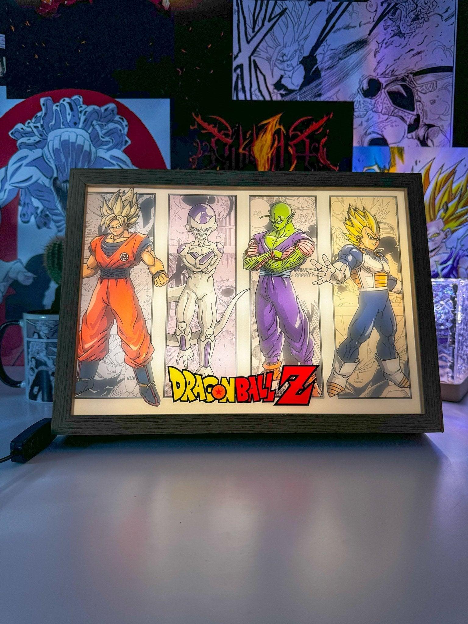 Lampada LED decorativa con Goku, Freezer, Piccolo e Vegeta di Dragon Ball Z, arte anime.