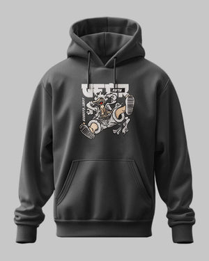 Felpa nera con cappuccio, stampa Luffy Gear Fifth One Piece, stile anime ricamato.