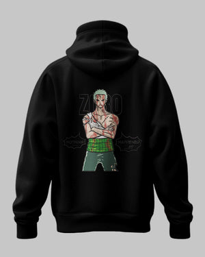 Felpa nera con stampa di Zoro di One Piece e scritta Nothing Happened, abbigliamento anime.