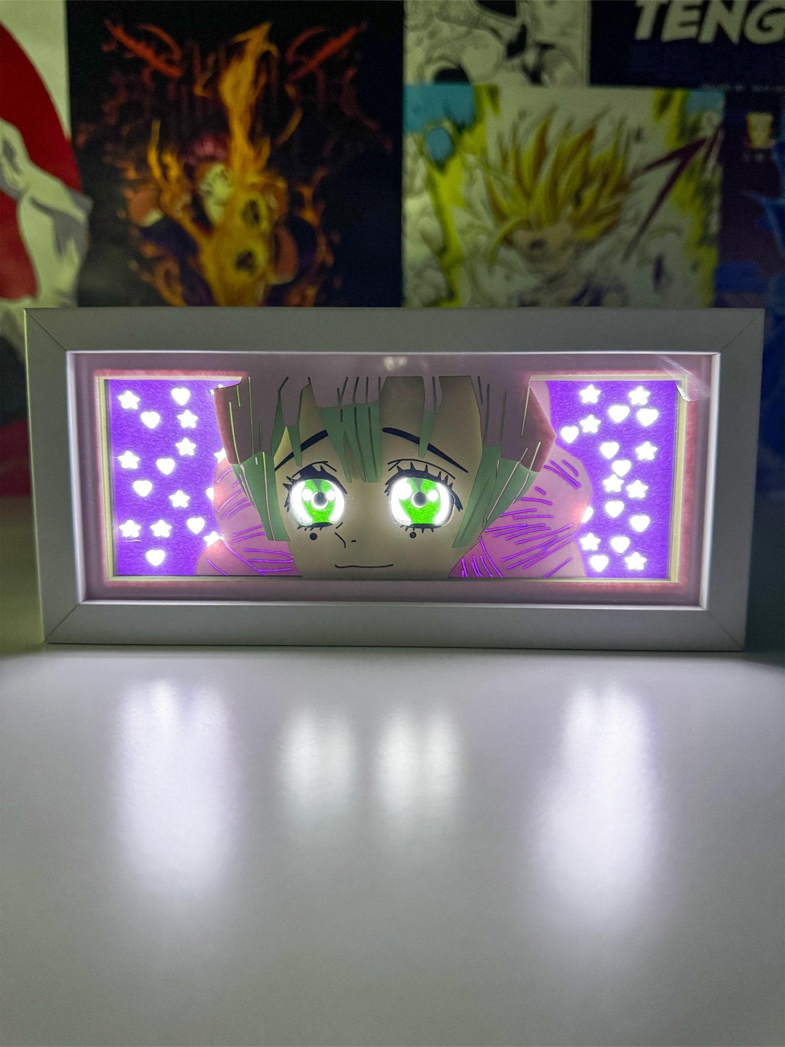 Lampada light box anime Kanroji Demon Slayer con cuori e luci LED, decorazione stanza otaku