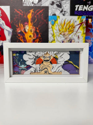 Light box decorativo Luffy Gear 5 One Piece in cornice bianca, stile anime