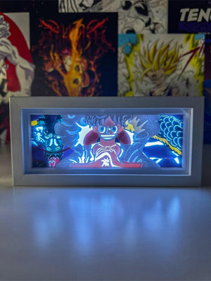 Lampada light box anime con Luffy Gear 5 di One Piece retroilluminata, decorazione otaku