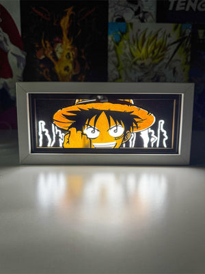 Light box con Luffy di One Piece illuminato, decorazione anime per camera otaku