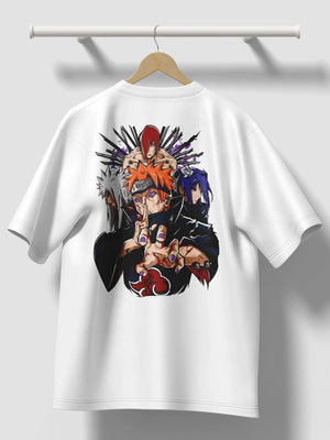Maglietta bianca anime con stampa dei Sei Sentieri di Pain e Rinnegan da Naruto