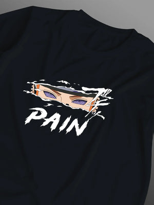 Maglietta nera anime con stampa Pain di Naruto e occhi Rinnegan, stile Six Paths
