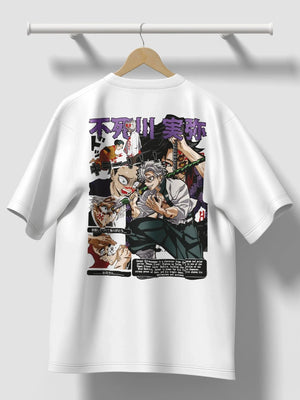 Maglietta bianca con stampa anime Sanemi Shinazugawa Demon Slayer e personaggi manga
