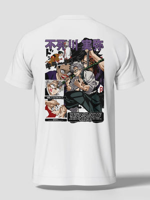 Maglietta bianca anime con stampa Sanemi Shinazugawa Demon Slayer, personaggi manga giapponese