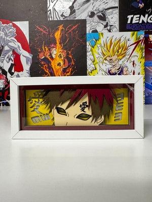 Light box decorativo di Gaara Naruto, cornice bianca, sfondo anime colorato