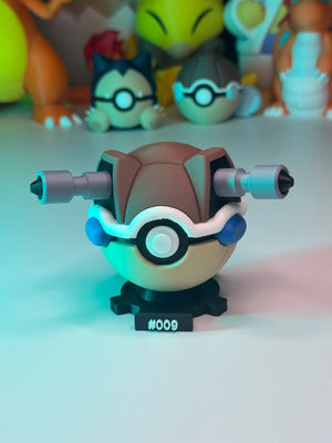 Pokeball Blastoise #009 personalizzata con supporto magnetico, figure Pokémon collezionabile