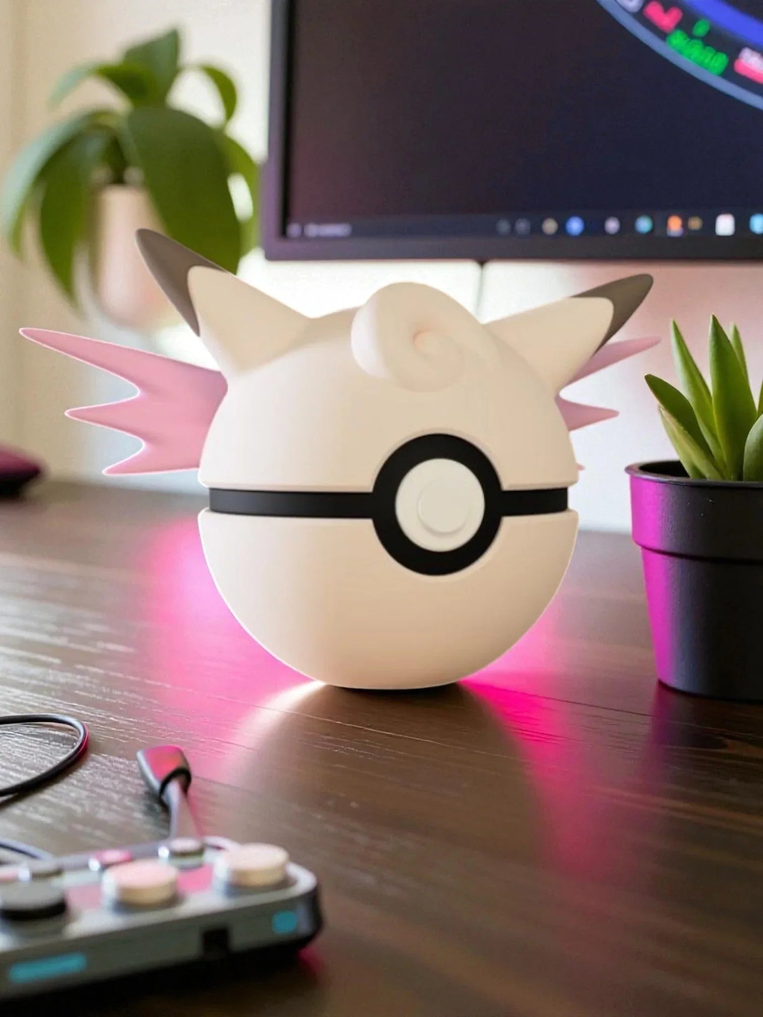 Pokéball ispirata a Clefable con base magnetica, decorazione da scrivania per fan anime