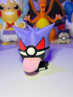 Figura Gengar ispirata a Pokémon, stile Poké Ball, con base numerata #094