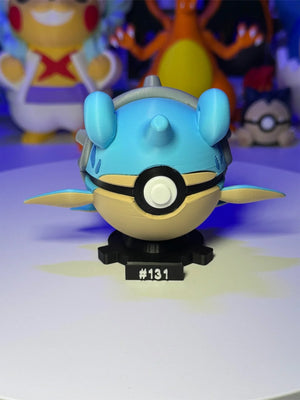 Figura Lapras Pokémon stilizzata con base magnetica e numero 131, giocattolo da collezione