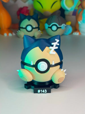 Figura da collezione Snorlax Pokeball, stile anime, base numerata #143, decorazione geek