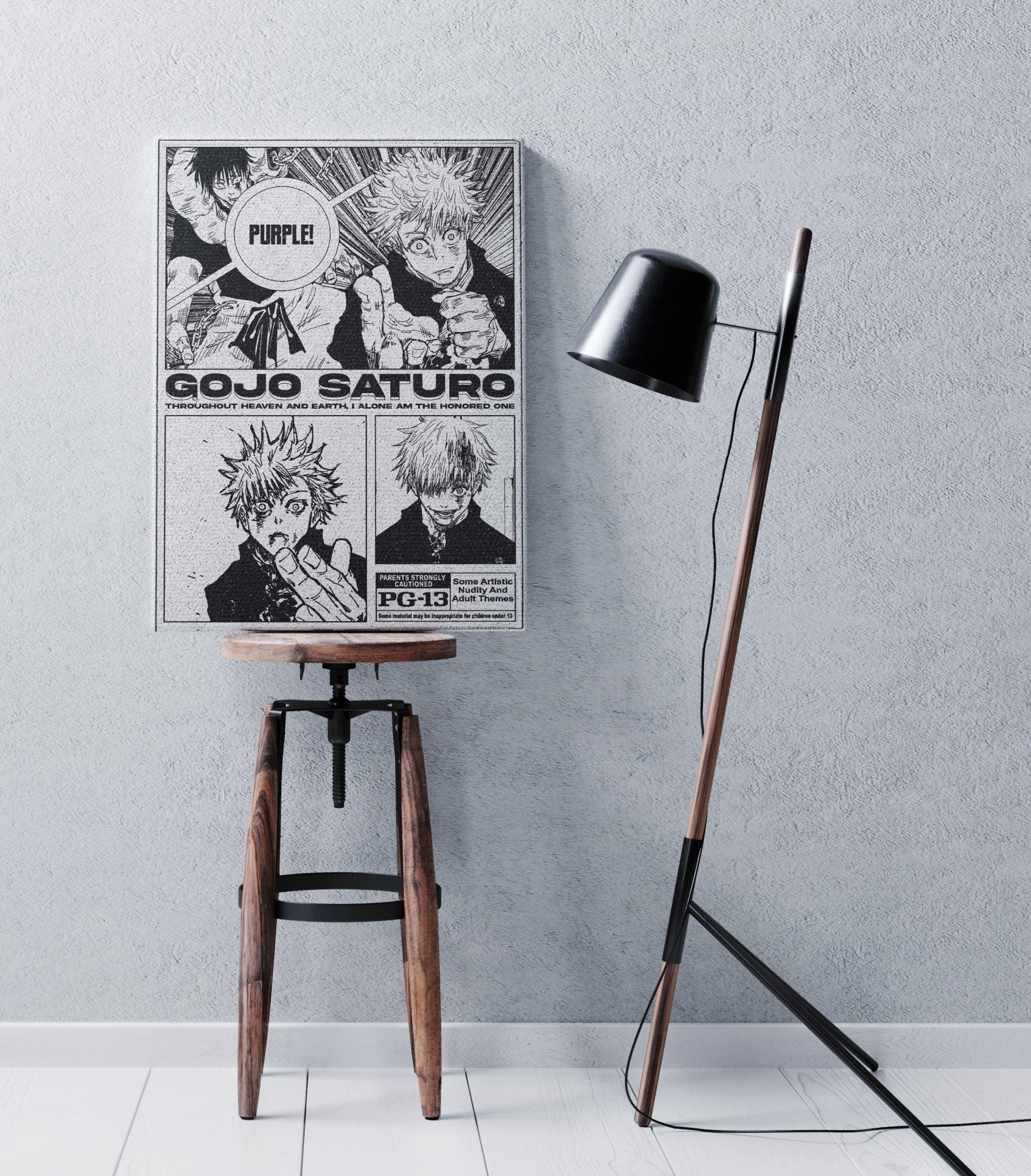 Quadro in tela canvas di Gojo Satoru stile manga da Jujutsu Kaisen, arredamento moderno anime.