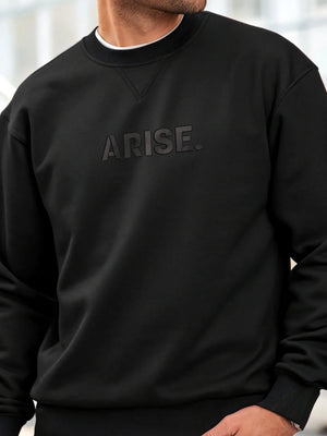 Felpa nera anime con ricamo ARISE, ispirata a Solo Leveling, stile casual unisex