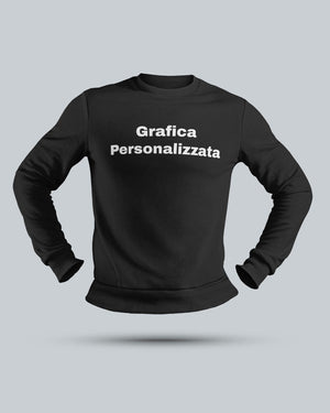 Felpa nera personalizzata con scritta bianca 'Grafica Personalizzata' al centro.