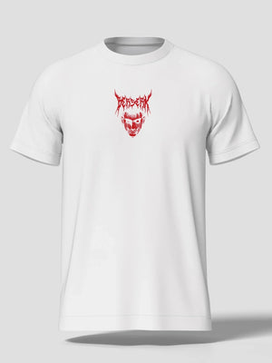 T-shirt bianca anime con stampa rossa Berserk Guts fronte, stile casual unisex