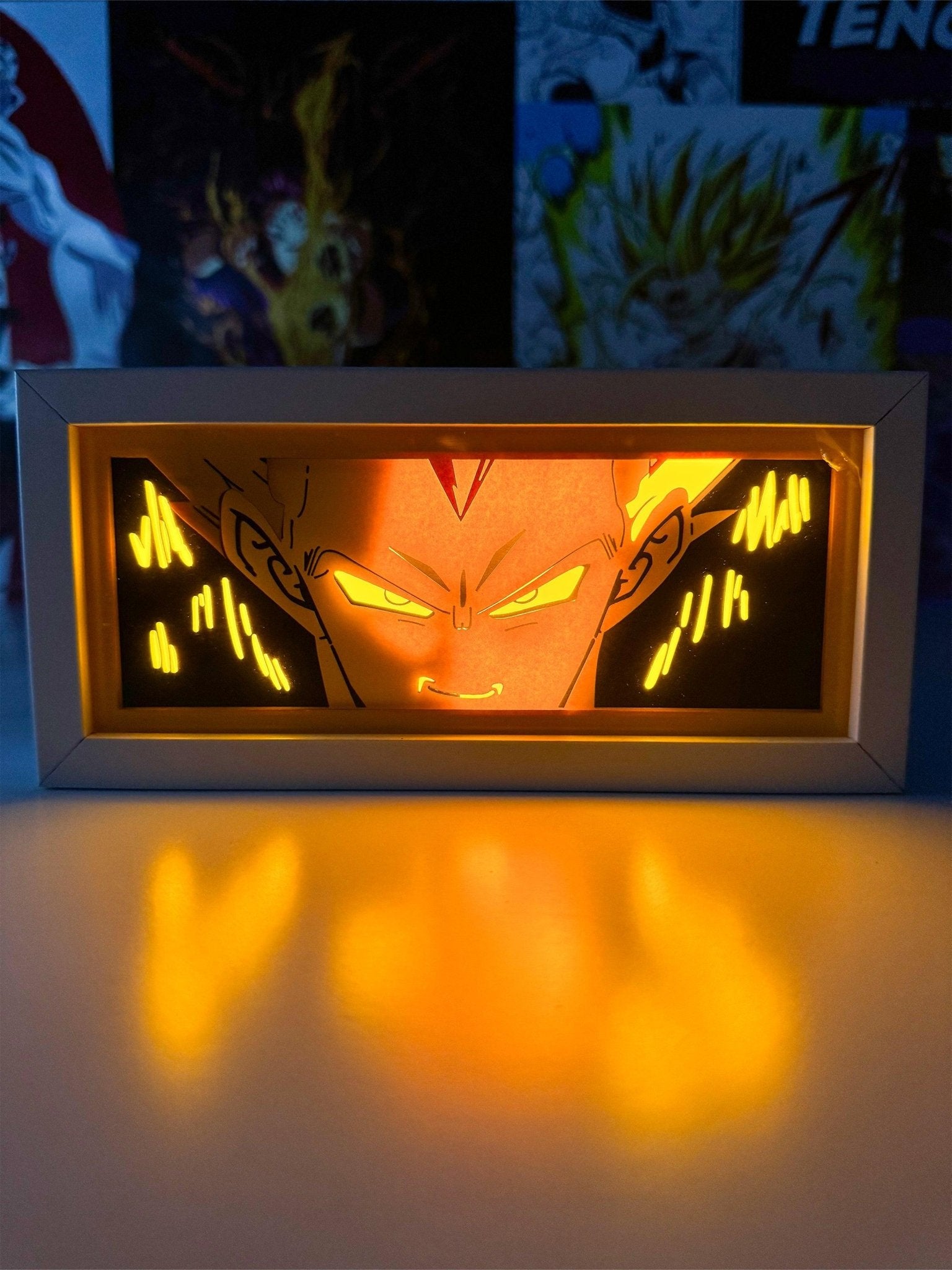 Vegeta LED light box anime, illuminata, ritratto in stile saiyan, decorazione da collezione