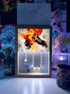 Lampada LED Zenitsu Agatsuma Demon Slayer, decorazione anime con illustrazione luminosa.