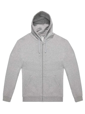 felpa con cappuccio grigia unisex, zip frontale, tasche, stile casual, personalizzabile