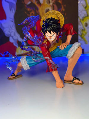 Action figure Luffy Gear 5 One Piece, posa dinamica con effetti trasparenti, statuetta anime da collezione