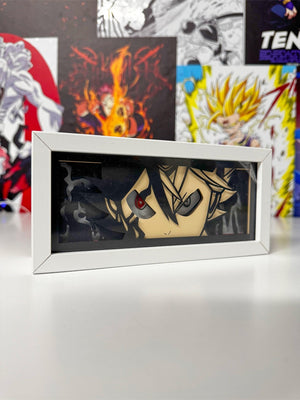 Decorazione led Black Clover in box con personaggio anime e sfondo manga colorato