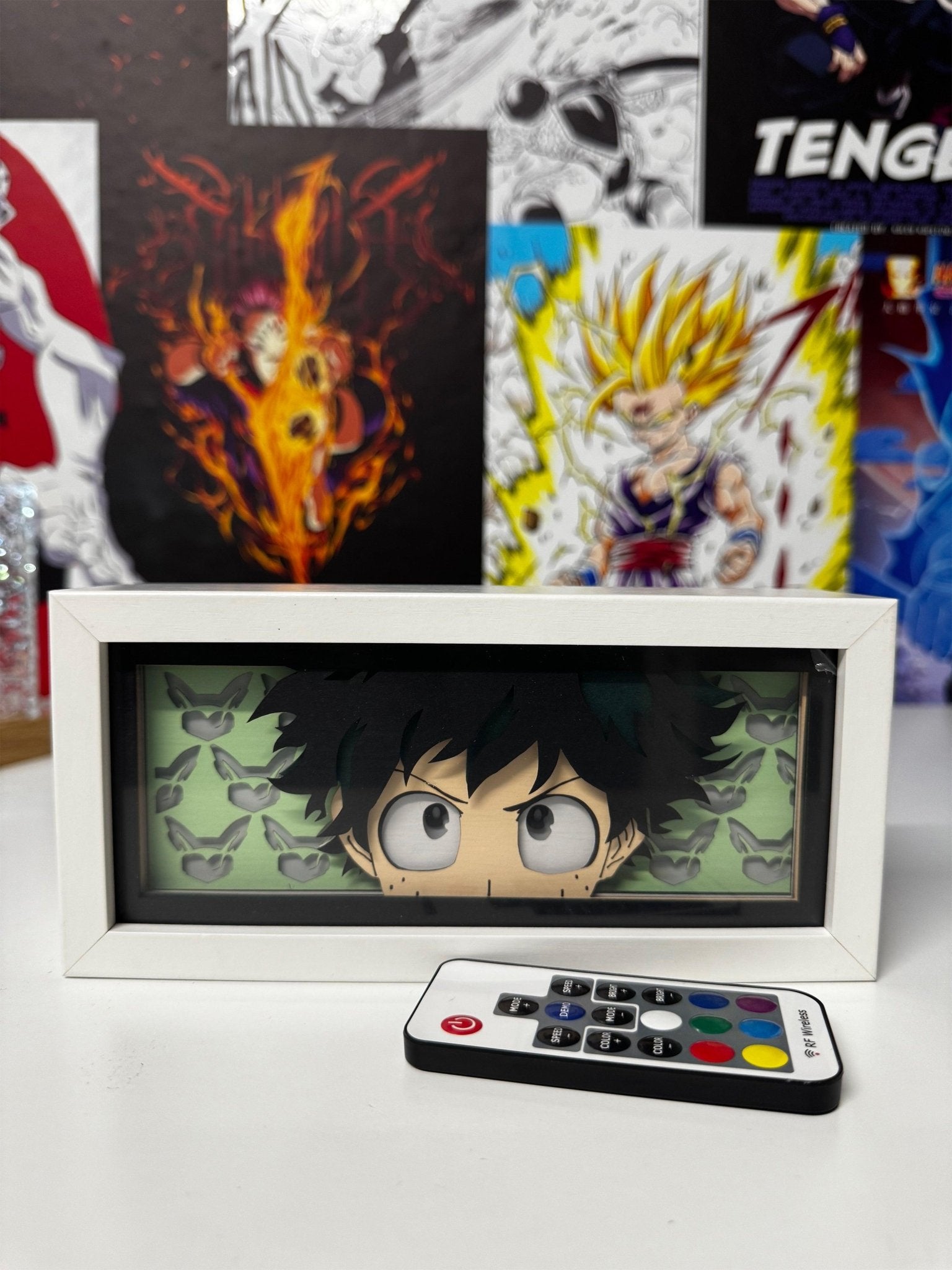 Light box anime con Deku di My Hero Academia con telecomando, decorazione otaku.