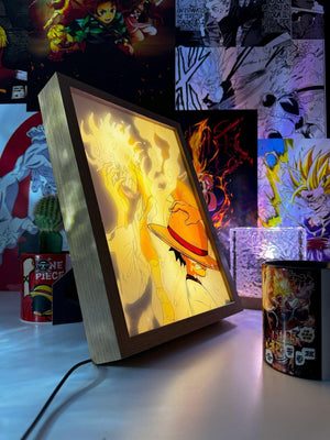Gear 5 Monkey D. Luffy LED Light Painting Lamp Artwork - One Piece - Otaku Craft