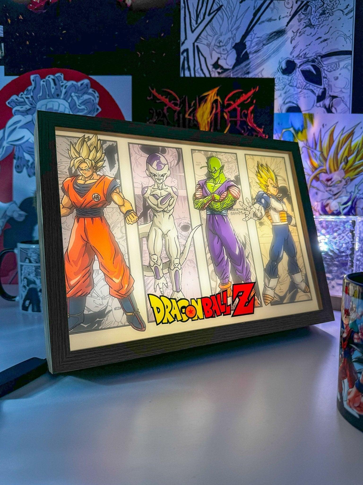 Lampada LED decorativa con Goku, Freezer, Piccolo e Vegeta artwork Dragon Ball Z