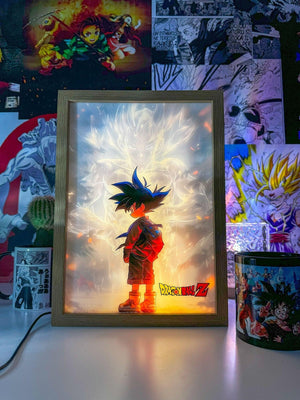 Lampada LED decorativa con Goku di Dragon Ball Z, arte luminosa per camera anime.