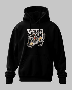 Felpa nera con stampa Luffy Gear Fifth One Piece, design anime dettagliato sul davanti.