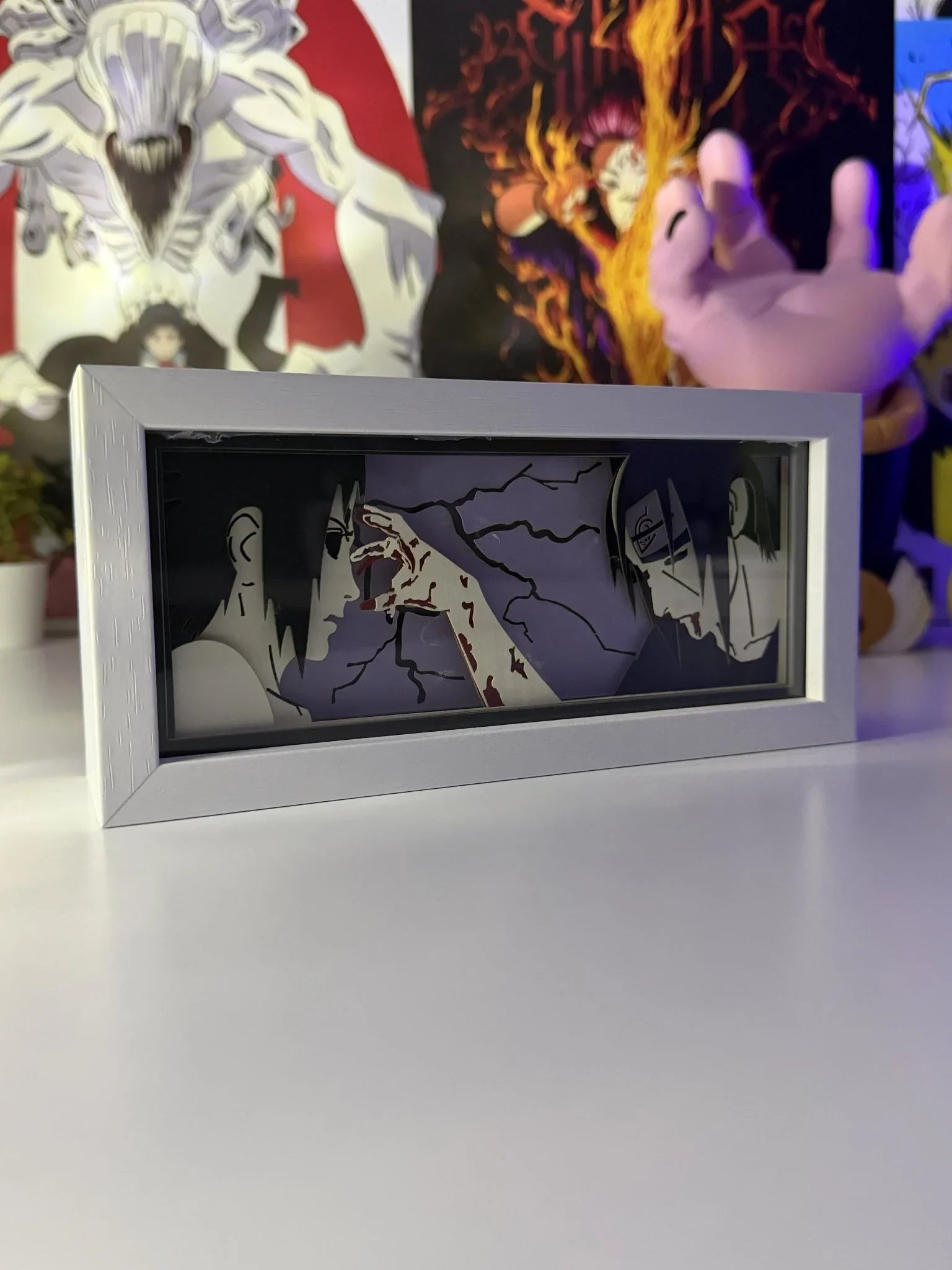 Light box LED con Itachi e Sasuke di Naruto, scena emozionante anime, decorazione otaku.