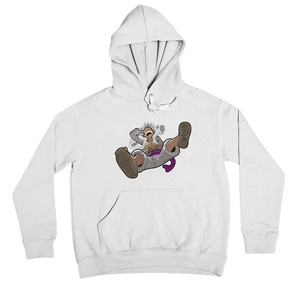 Felpa bianca con ricamo di personaggio anime Luffy Gear 5 One Piece in posa divertente