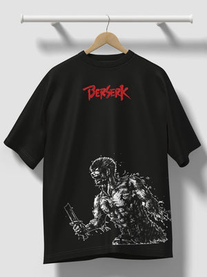 Maglietta Berserk Ricamo Logo + Stampa Guts “Ultimo Respiro” | T-shirt Anime Premium - Otaku Craft