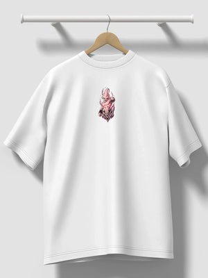 Maglietta bianca con stampa ricamata di Majin Buu anime Dragon Ball, stile streetwear