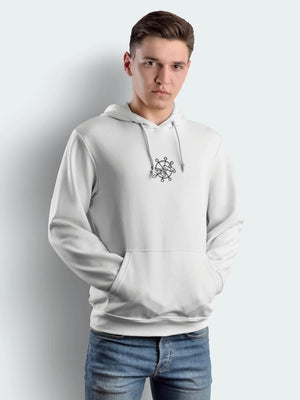 Felpa bianca uomo con ricamo Mahoraga Jujutsu Kaisen, abbigliamento anime casual