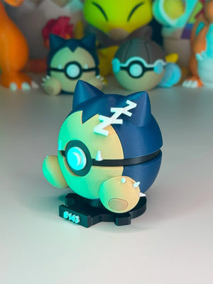 Figura Pokeball Snorlax edizione limitata su base magnetica, design anime collezionabile.