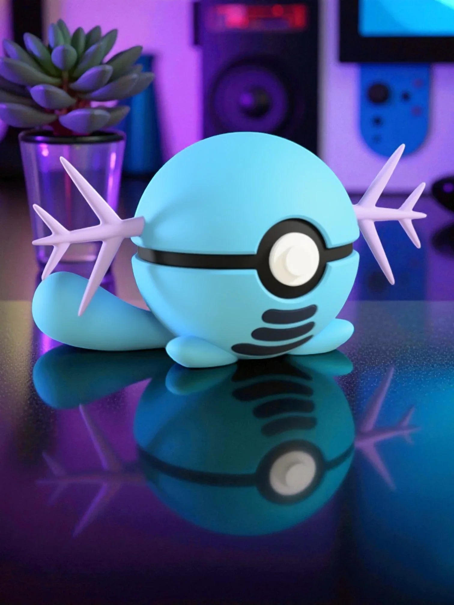 Statua Wooper azzurro stile Pokeball, decorazione anime su scrivania, sfondo gaming