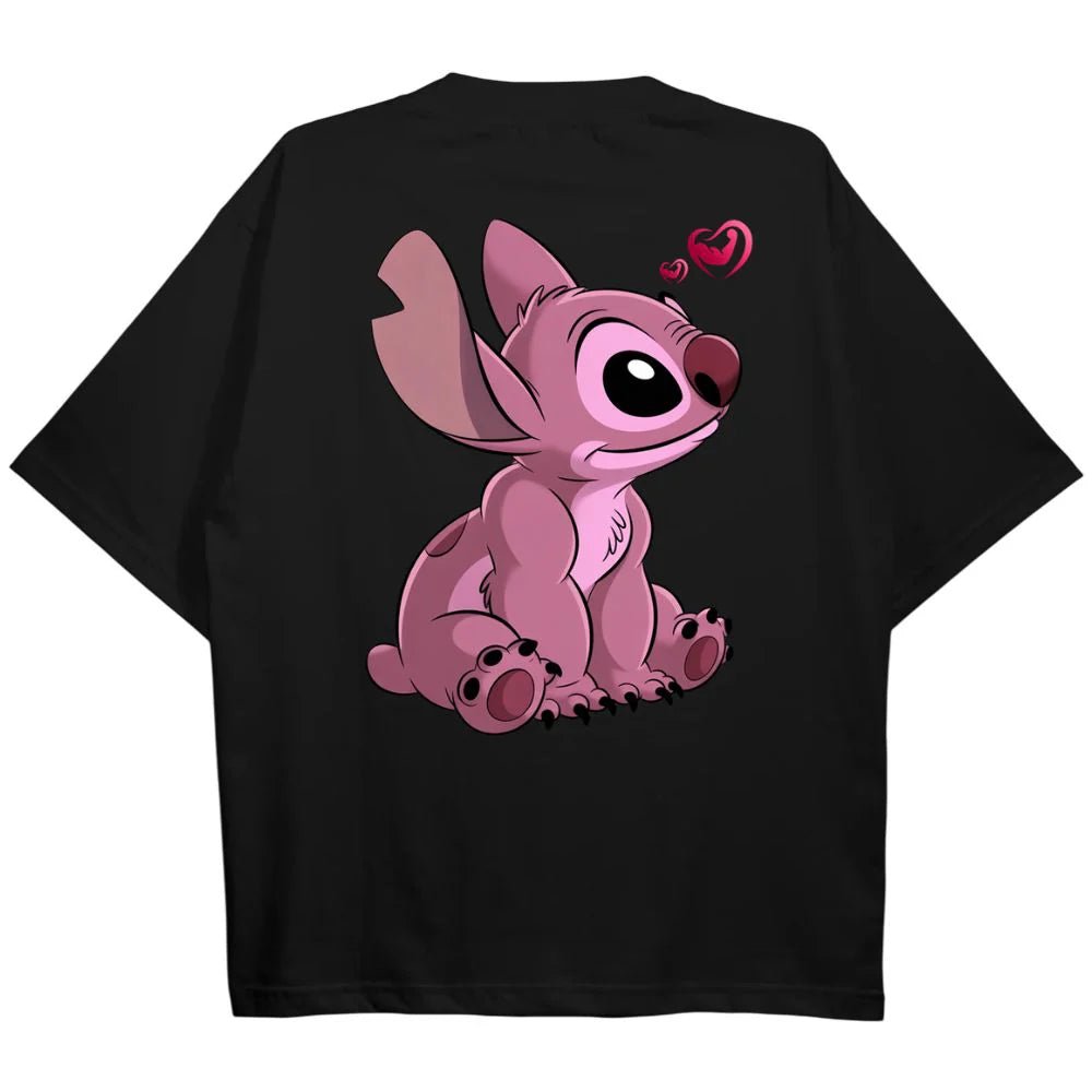 Set Coppia Stitch & Angel – T-Shirt Oversize 💙💖 - Otaku Craft