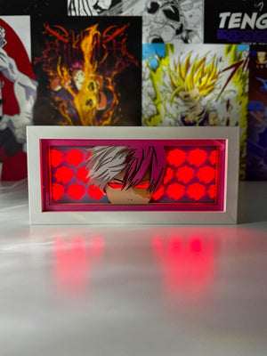 Light box Shoto Todoroki di My Hero Academia con illuminazione rossa, decorazione anime