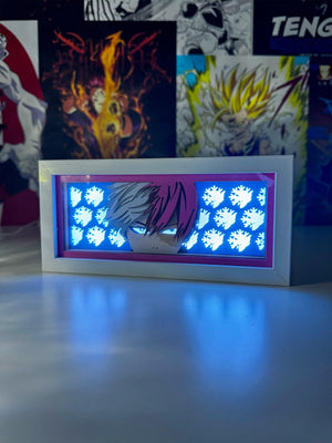Light box decorativo con Shoto Todoroki di My Hero Academia illuminato, fiocchi di neve blu