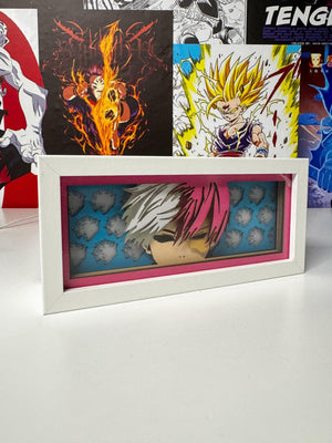 Light box decorativo con illustrazione di Shoto Todoroki di My Hero Academia, cornice bianca