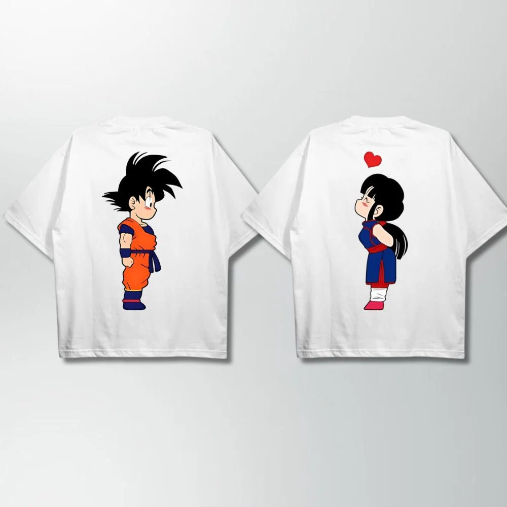 T-Shirt Coppia Goku & Chichi Chibi – Set Matching Anime Dragon Ball 💖 - Otaku Craft