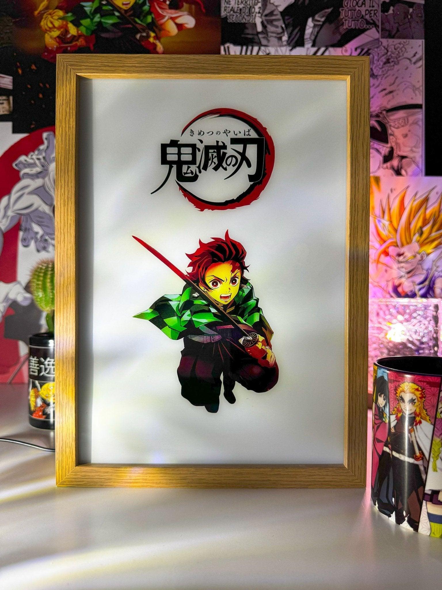 Tanjiro Kamado LED Light Painting Lamp Artwork - Kimetsu no Yaiba - Otaku Craft