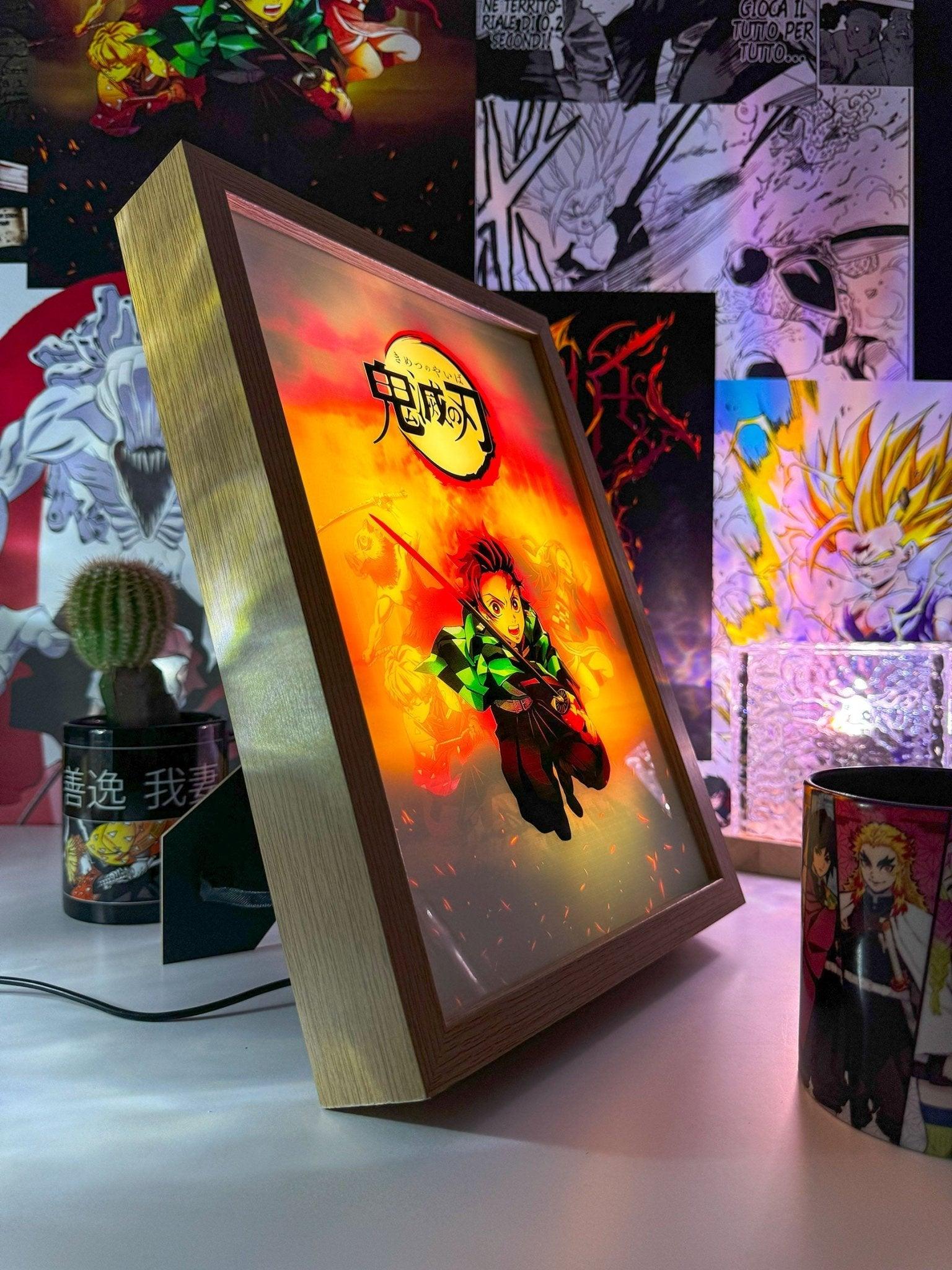 Tanjiro Kamado LED Light Painting Lamp Artwork - Kimetsu no Yaiba - Otaku Craft