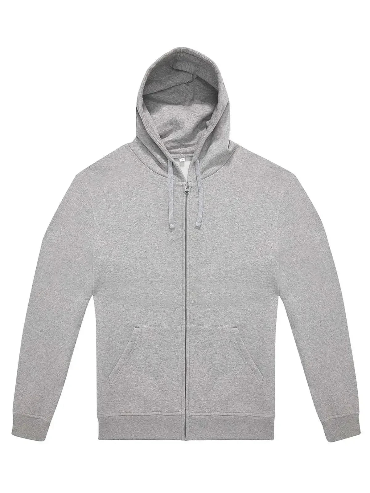 felpa con cappuccio grigia unisex, zip frontale, tasche, stile casual, personalizzabile