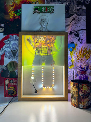 Lampada LED Roronoa Zoro One Piece con disegno artistico, decorazione per camera anime.